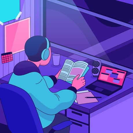 Animated boy chilling by the window